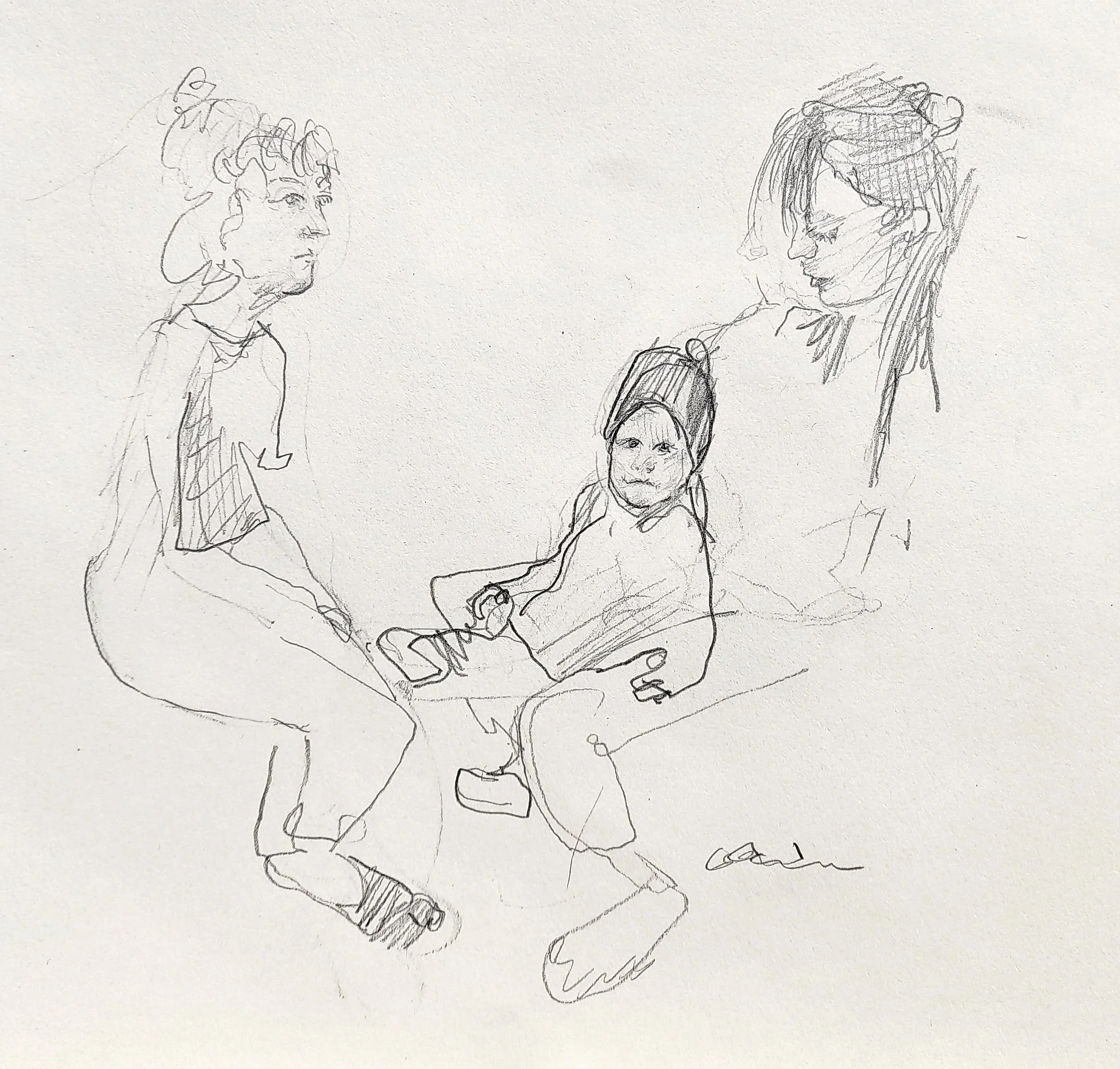 A3, ≈15min 
pencil drawing of two moms and their son