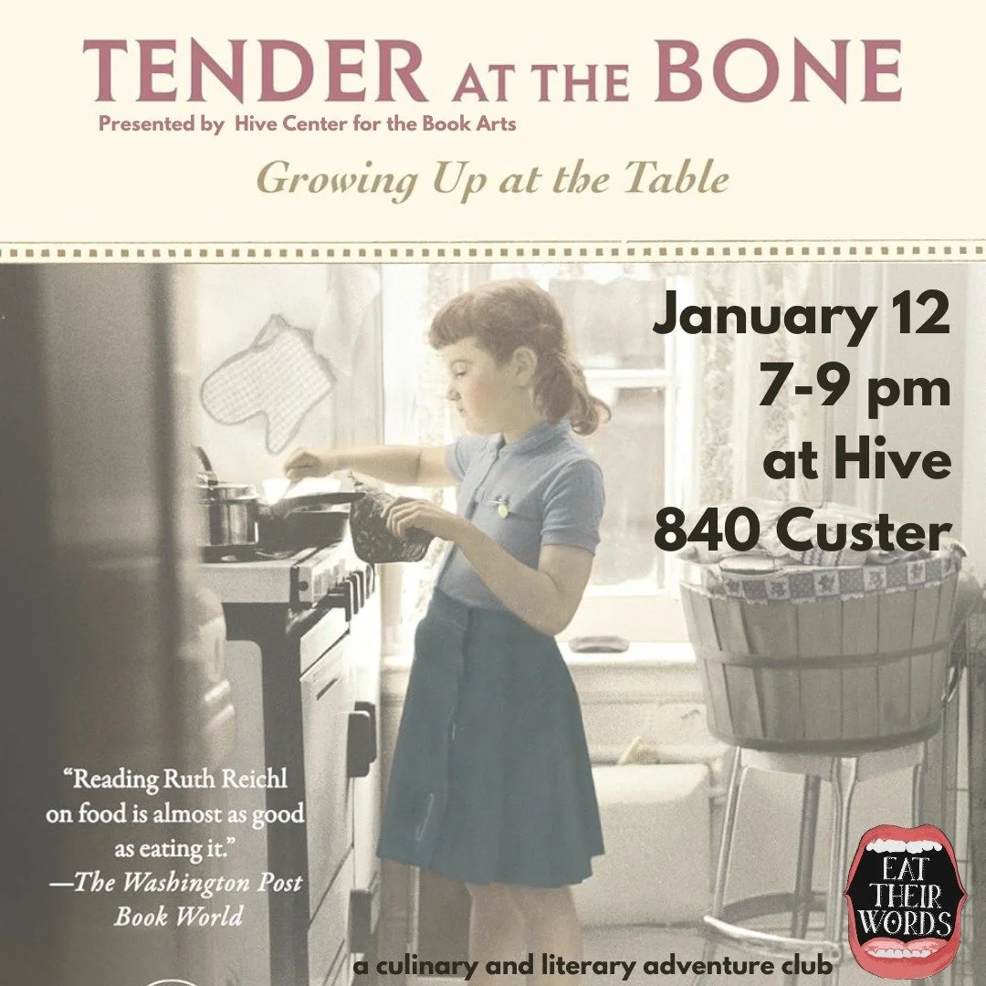 Good evening, Hive friends!

There are still a couple of seats at the table for next Monday's EAT THEIR WORDS at Hive!

As you may know, Eat Their Words is one of our most popular programs---it's where Chef Toni Salazar Camphouse curates/creates a GO