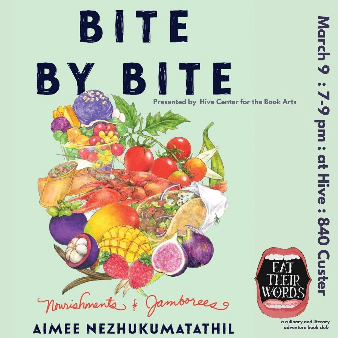 Good afternoon, Hive friends!

There are still a few spots left at the table for March's EAT THEIR WORDS, our delictible and delicious book group, where we transform 840 Custer into a tiny little dinner party place, and enjoy a full dinner (and drink