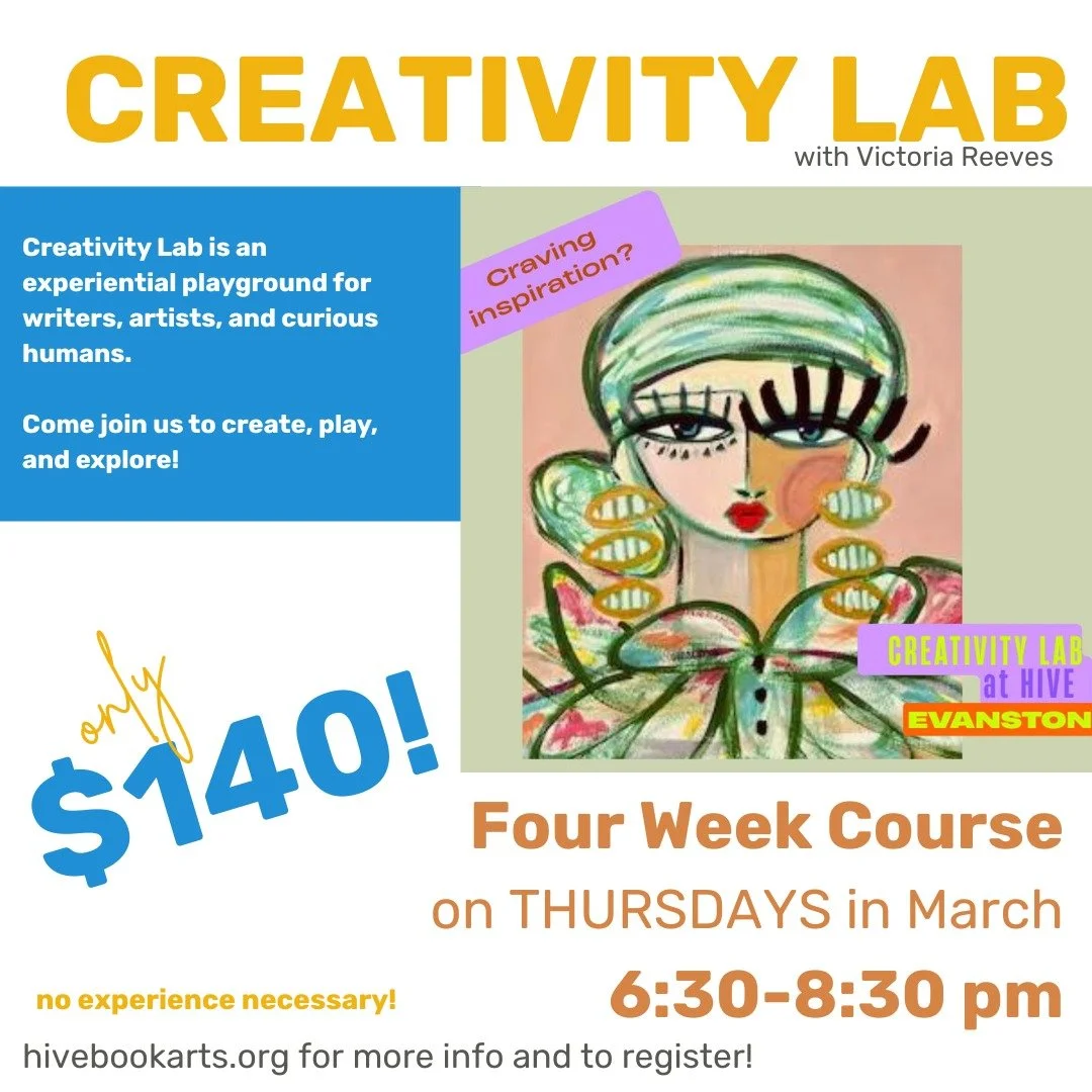 Hey there, Hive friends!

There are only a couple of spots left in the upcoming Creativity Lab FOUR week course that starts on Thursday!

Grab your seat in this inspirational course by heading over to our website, workshops+more tab, to register!

We
