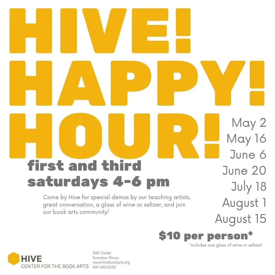 Hey, Hive friends!

Come on over to 840 Custer on Saturday evening for Hive Happy Hour!

From 4-6 pm, we'll be hanging out, chatting about all the bookish things, whilst sipping on lovely wine or sparkle water.

Hive ED @jamielouthome will be demoing