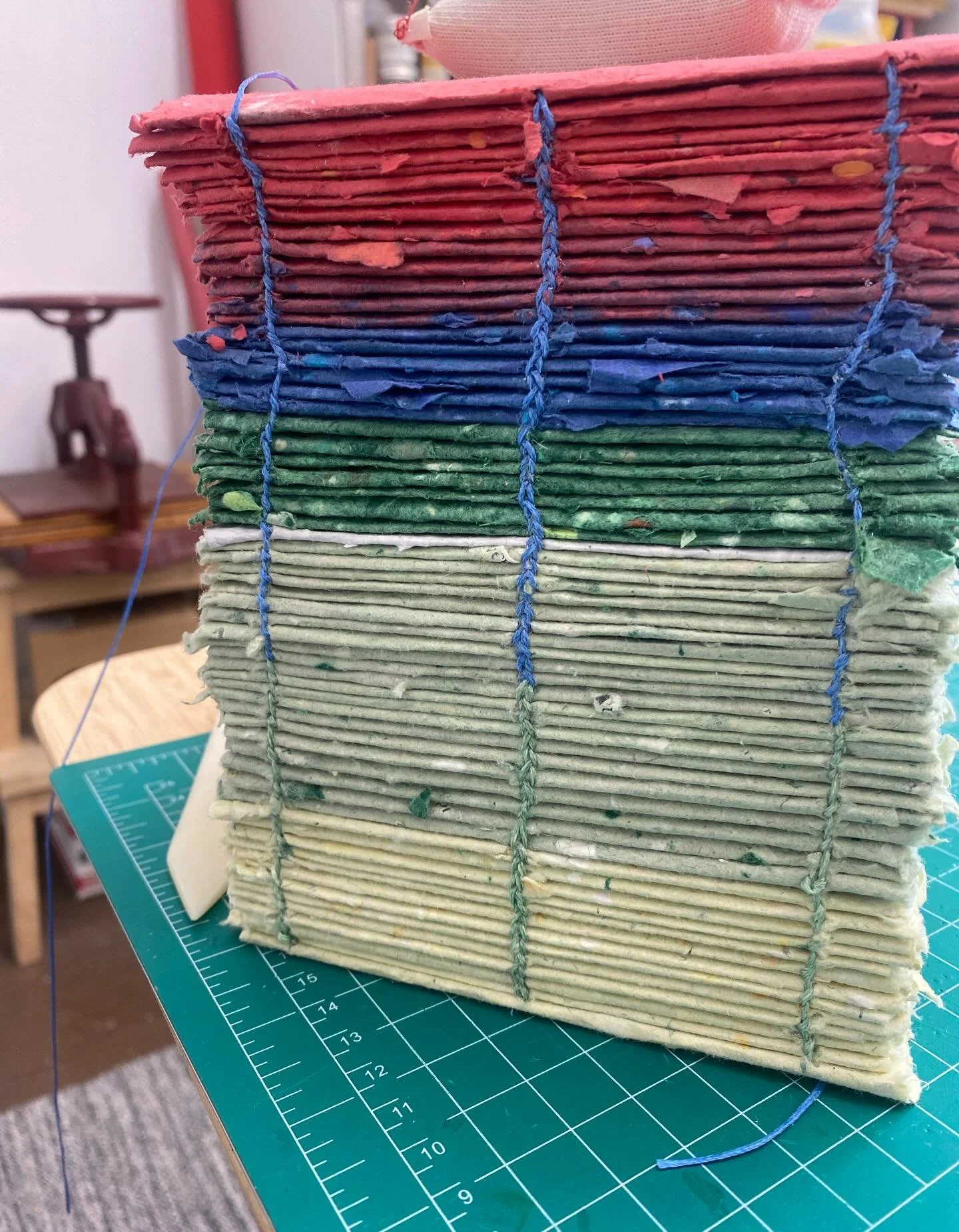 Chonky Monky book started!

Made with paper that we made in August and September, during our Off the Shelf camps (for grown ups and then for kids!) and during our Intro to Paper Making workshops outside. 

We&rsquo;ll keep this one going, until it&rs