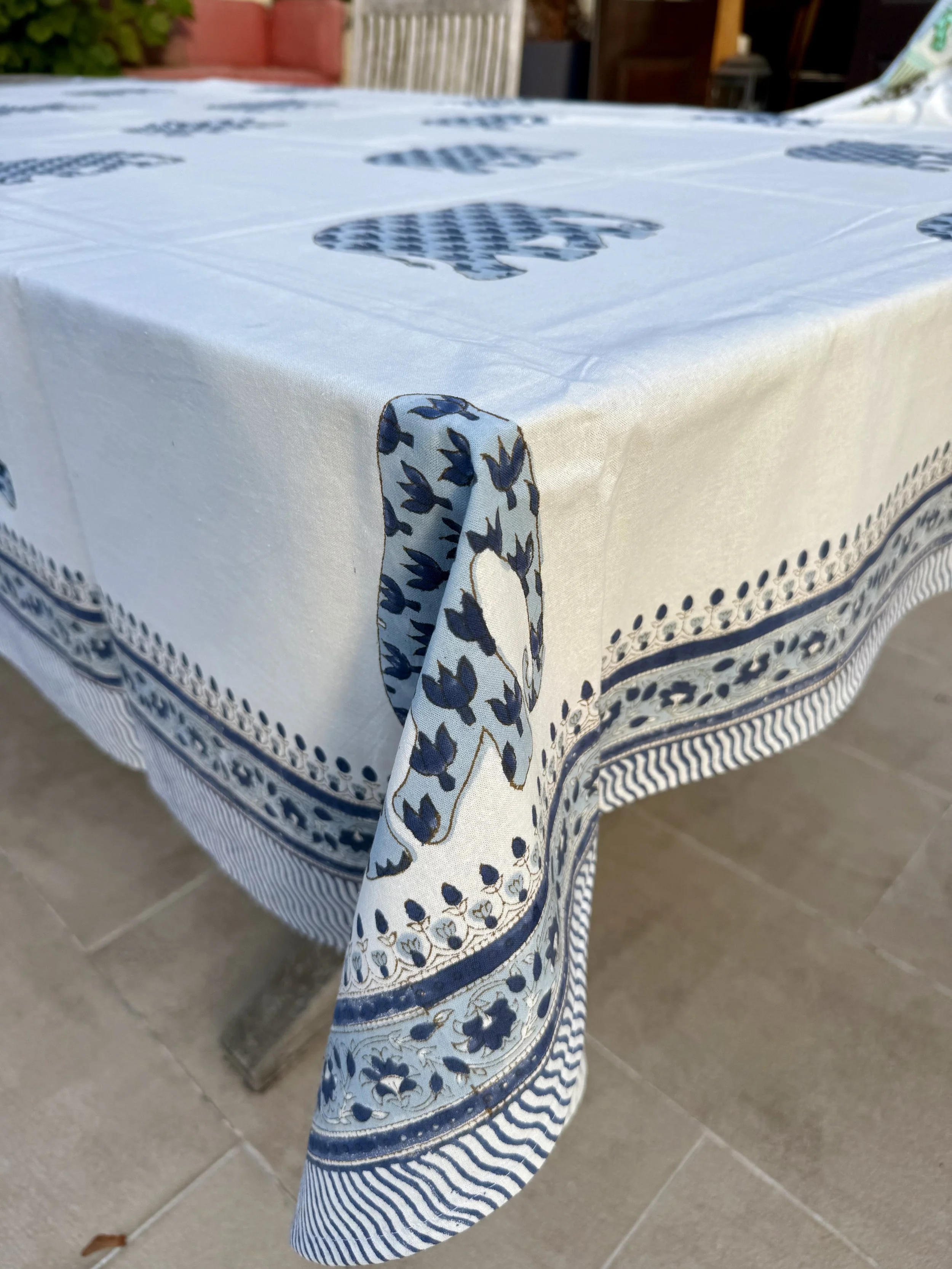 Elephant Block Print Tablecloths
