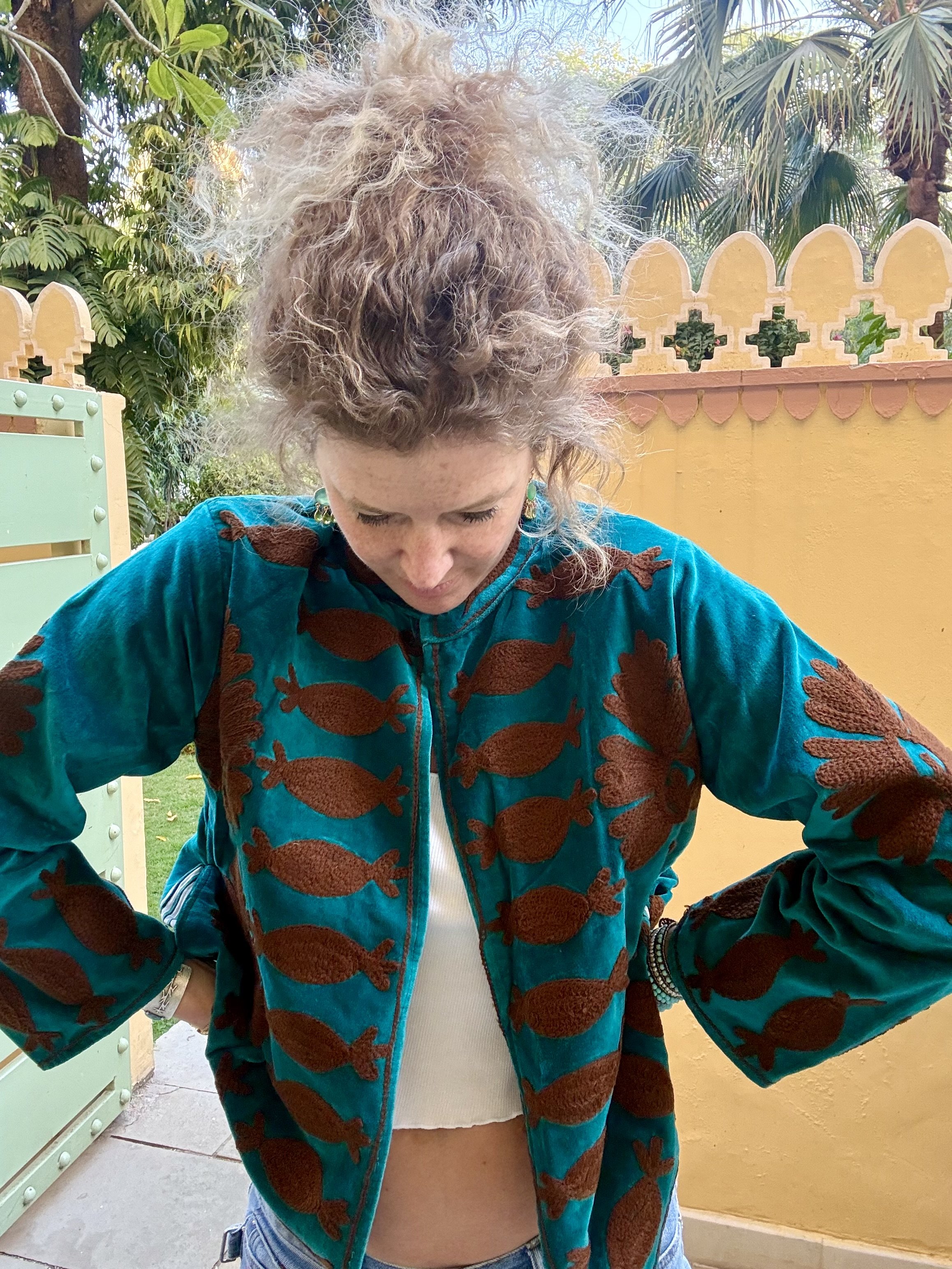 Embroidered velvet jacket