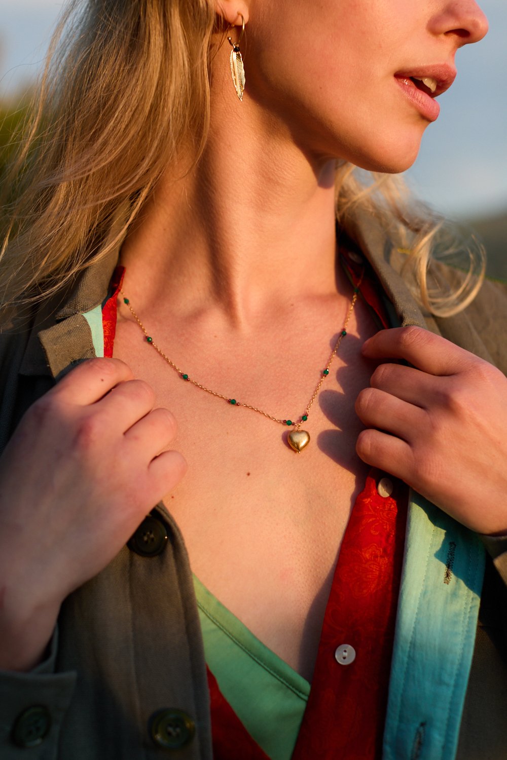 Lowri green onyx heart necklace