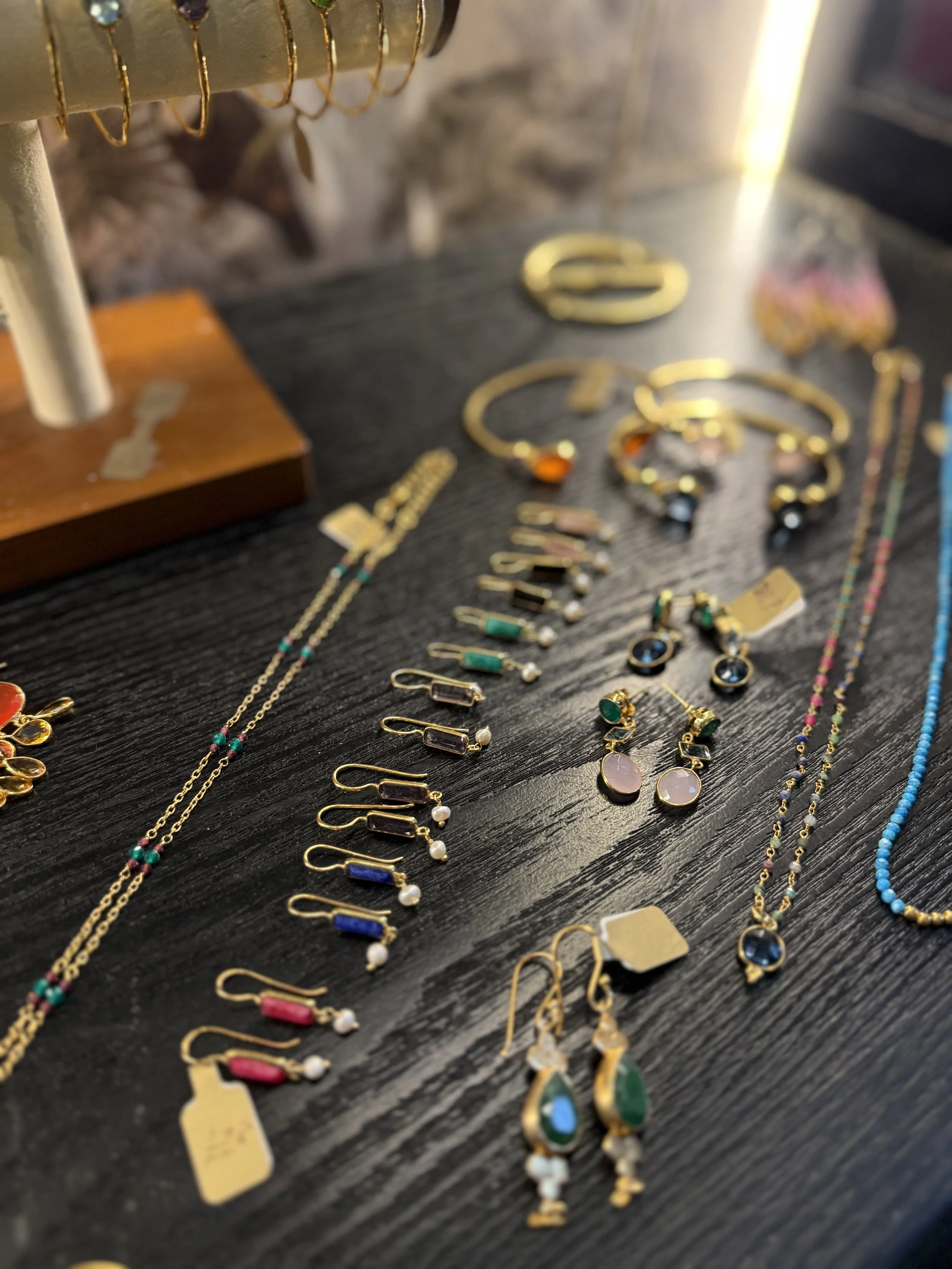 Semi precious gem and pearl earrings