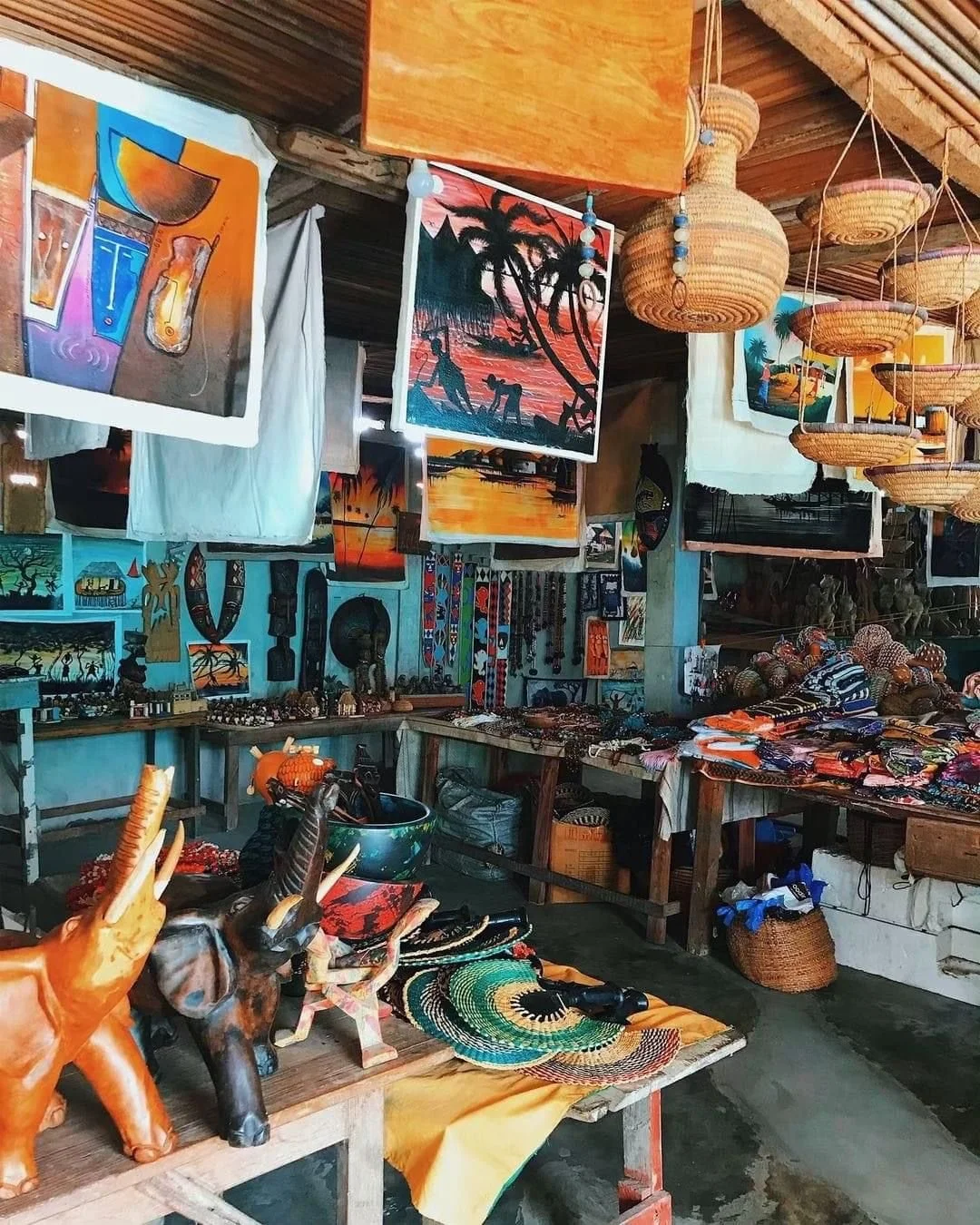Art Centers in Ghana with many hand made items to be purchased.
