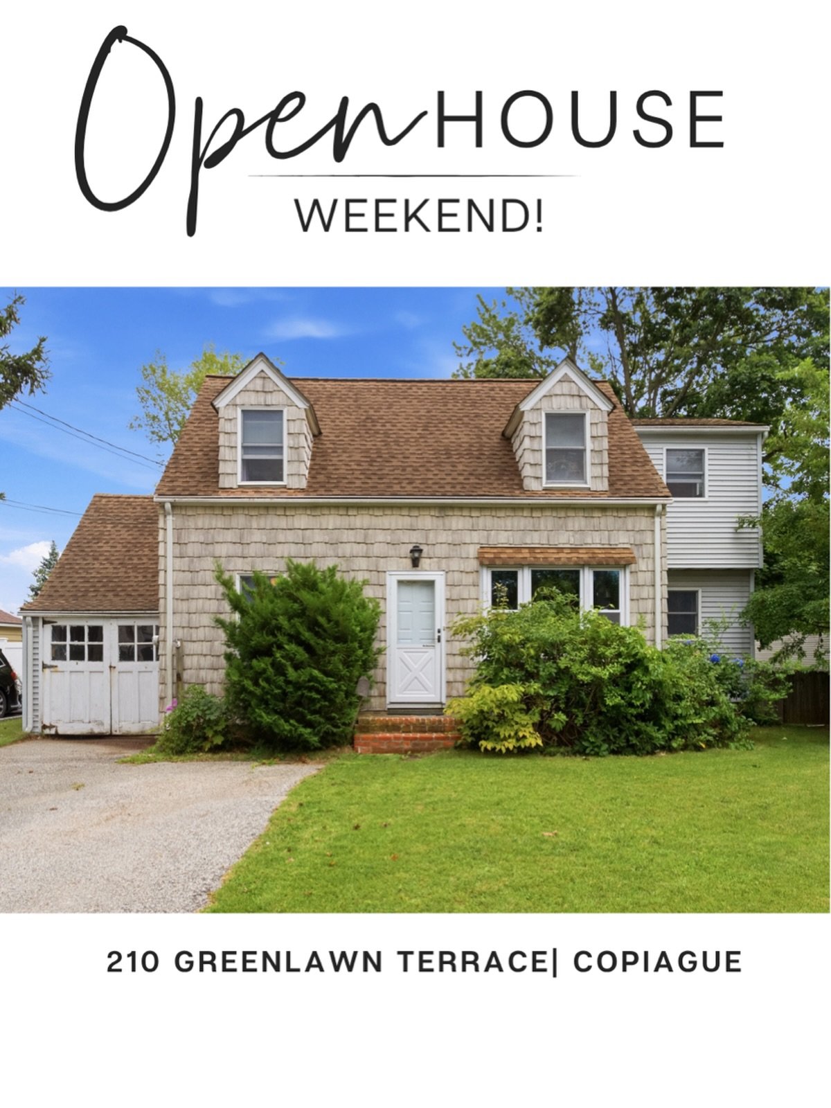 Open House Weekend!
210 Greenlawn Terrace, Copiague
Saturday 8/8 &amp; Sunday 8/9
11am-12:30pm

See you there!

#openhouseweekend 
#longislandrealestate 
#copiague 
#elizabethalessiorealtor 
#howardhannacoachrealtors