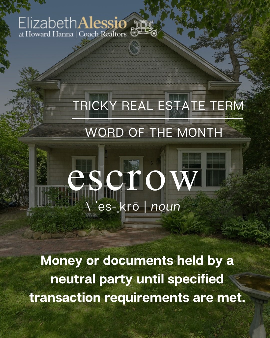 Word of the Month: Escrow 🏡

You&rsquo;ll hear this one a lot once you&rsquo;re in contract. Escrow just means a neutral third party holds money or documents until everyone has done what the deal requires.

Here in New York, when you sign a contract