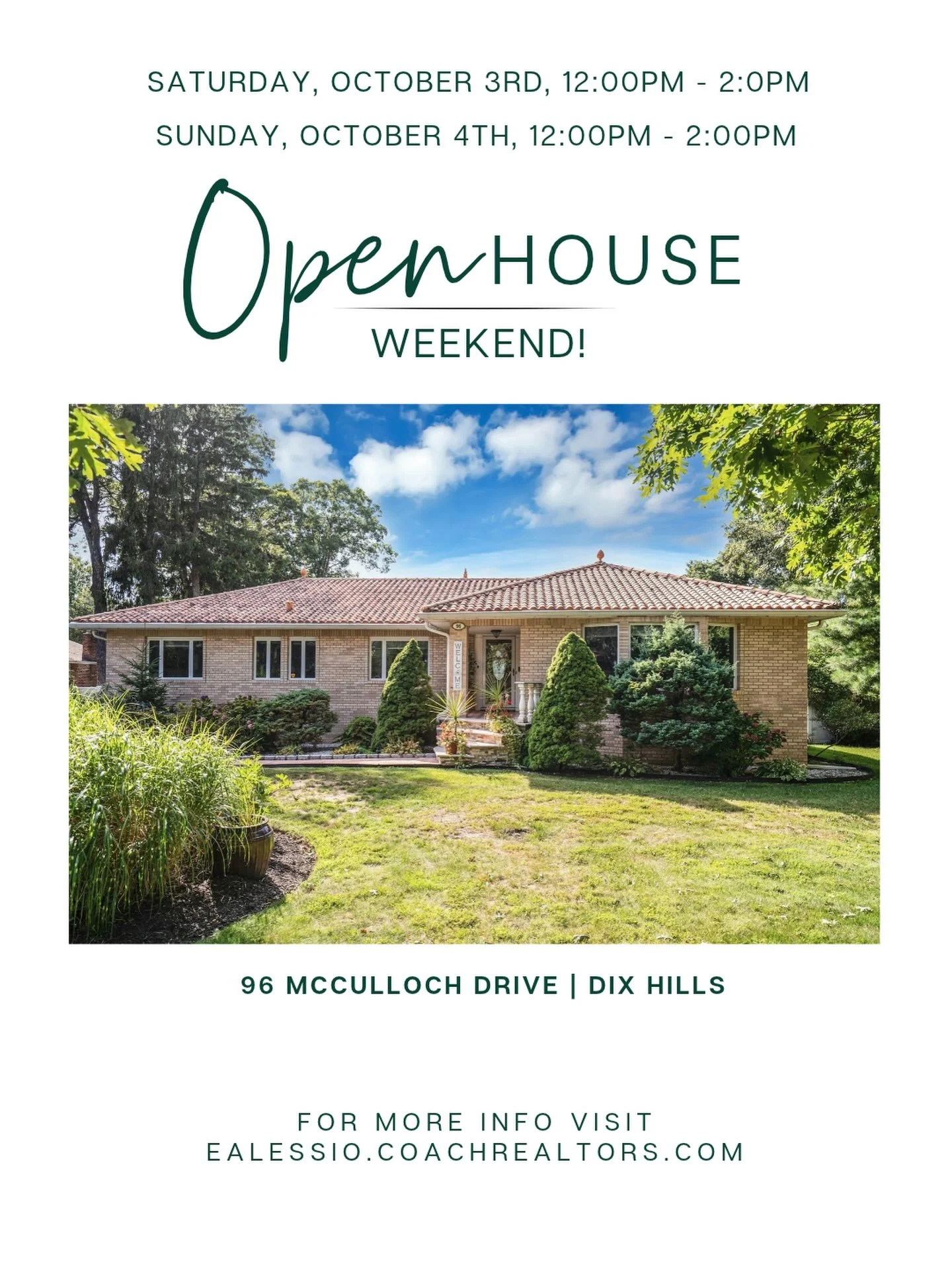 🏡OPEN HOUSE WEEKEND | 96 McCulloch Drive,Dix Hills ⁣
⁣
Village on the Hill Sprawling Ranch You Don&rsquo;t Want to Miss! ⁣
⁣
One level living, lots of natural light, open concept, primary suite, a basement with room for extended family or whatever y