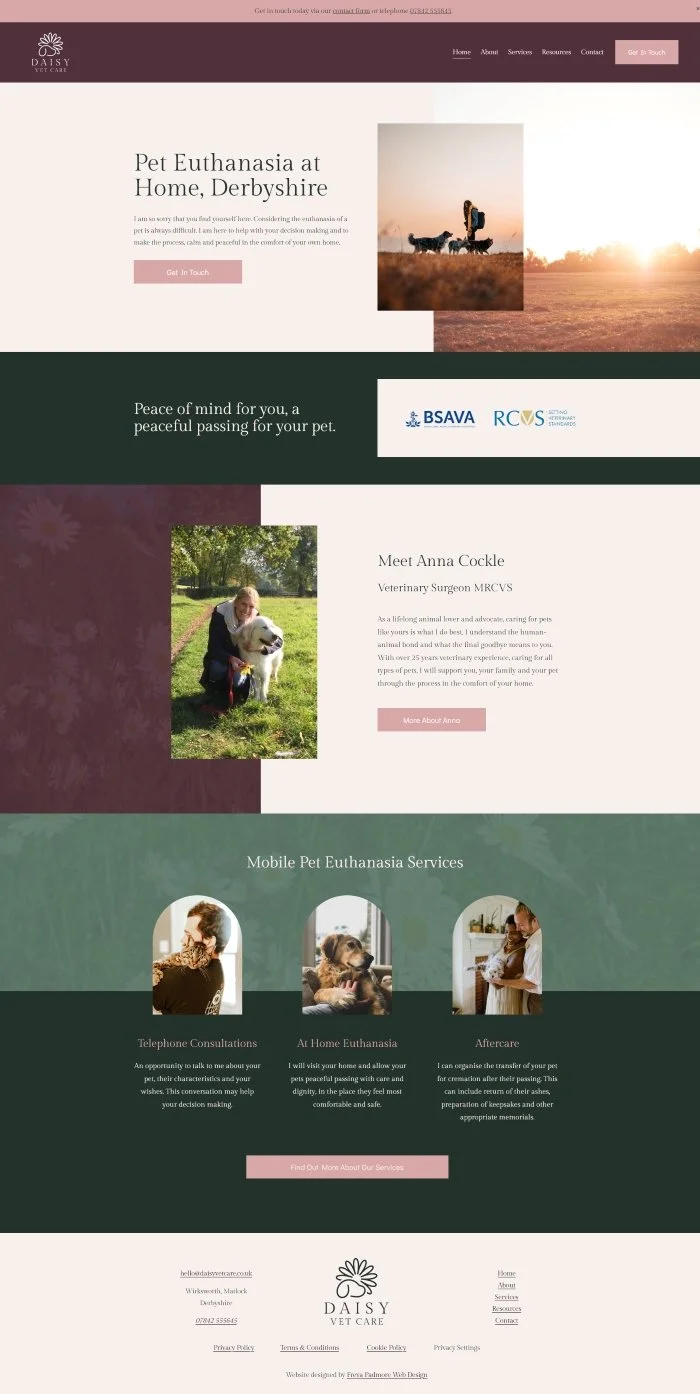 Squarespace website home page with modern design