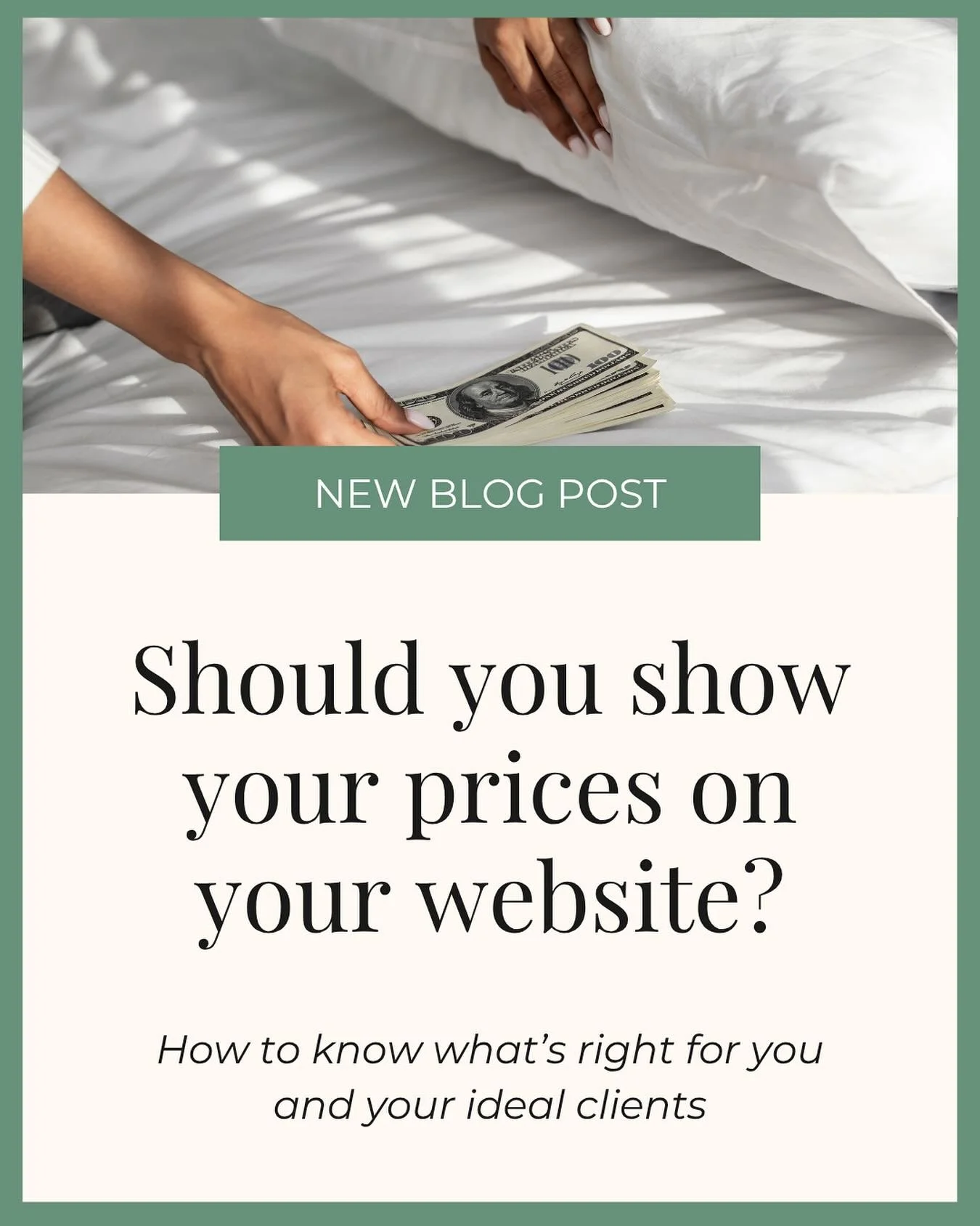 The question as old as websites themselves*

*I don&rsquo;t know how accurate that is but as long as I&rsquo;ve been designing them, it&rsquo;s been on my client&rsquo;s minds at least 😂

Should you put your prices on your website?

I wish I could g