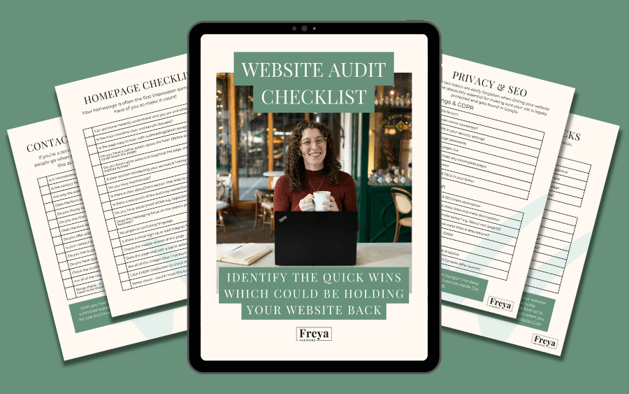 Mockup of the website audit checklist on an ipad