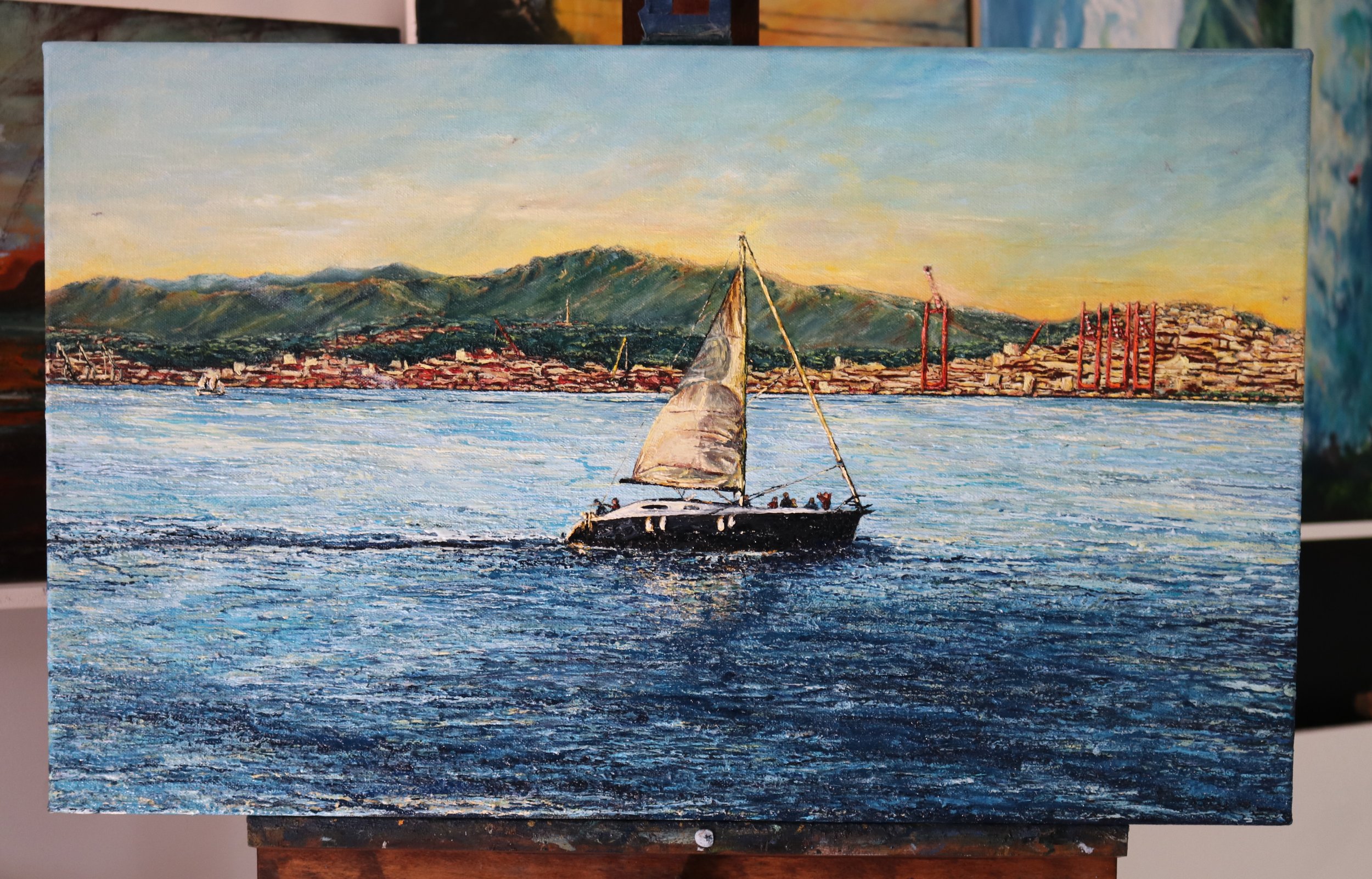 River Tagus. Oil on canvas 645mm (w) x 400mm (h) x 20mm (d)