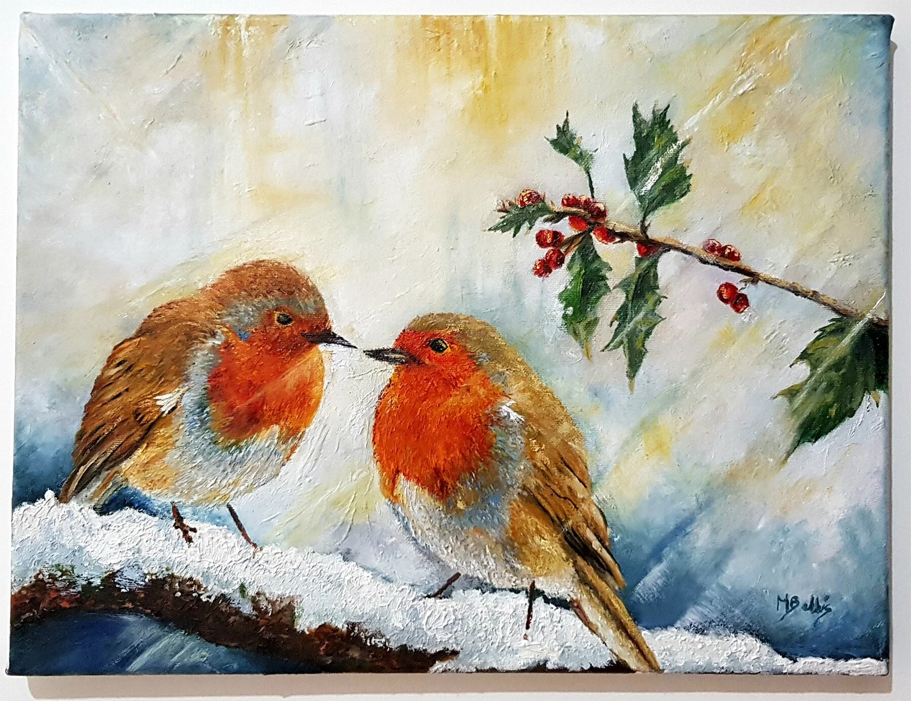 Robins. Oil on canvas. Commission.