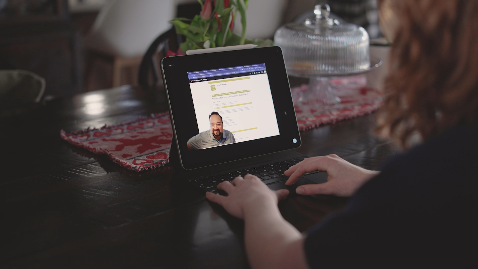 A Valor student connecting with a live teacher online