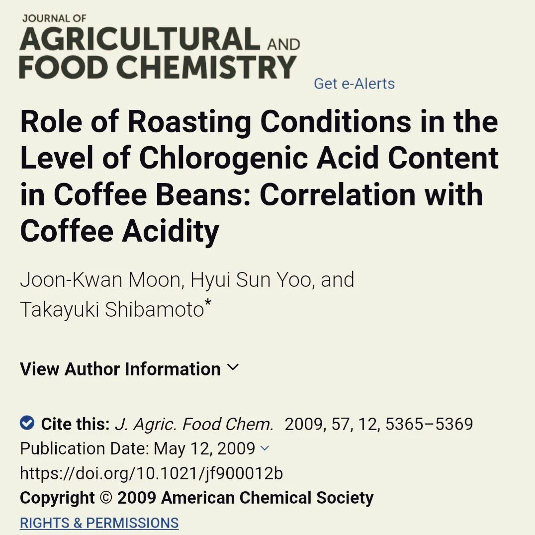 Interesting article from the Journal of Agriculture and Food Chemistry on chlorogenic acid (CGA) content in coffee beans based on roast type.  CGA consumption has many well documented health benefits and is one of many reasons why we love coffee so m