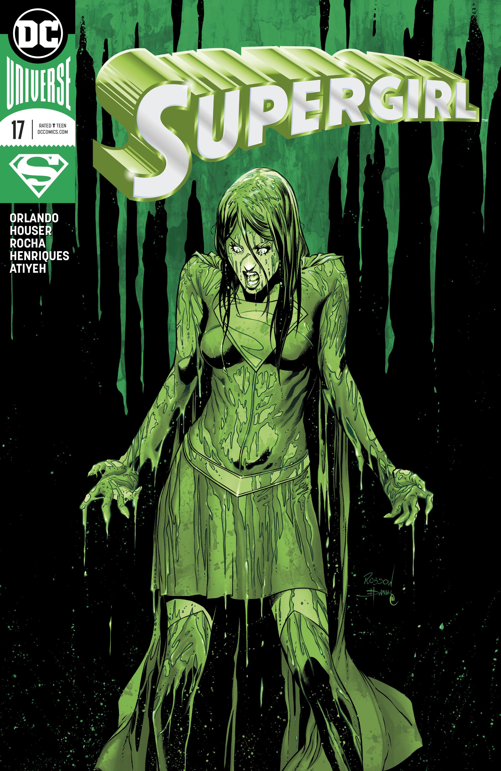 Supergirl #17 Cover Pencils: Robson Rocha Inks: Daniel Henriques Colors: Michael Atiyeh.