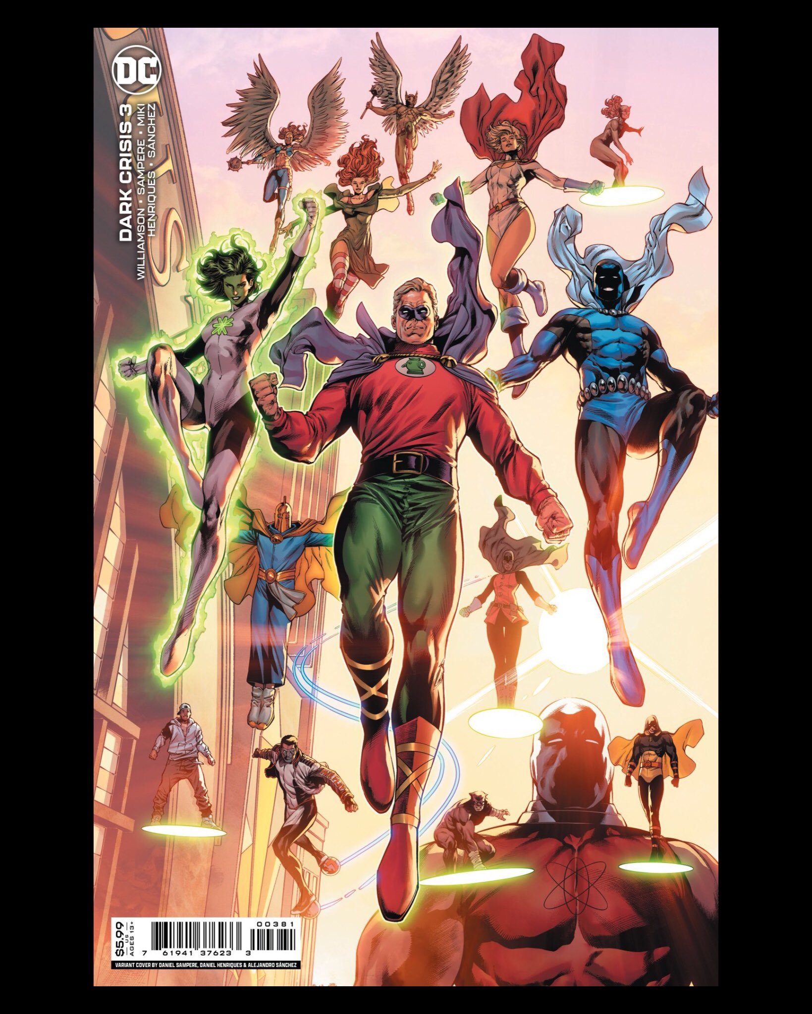 Dark Crisis #3 Cover. Pencils: Daniel Sampere Inks: Daniel Henriques Colors: Alejandro Sanchez.