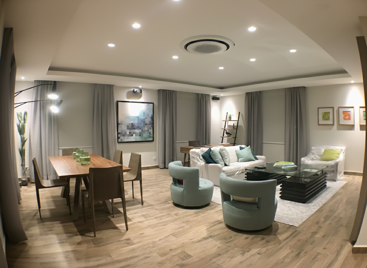 Integración de iluminación arquitectónica y acabados de lujo.