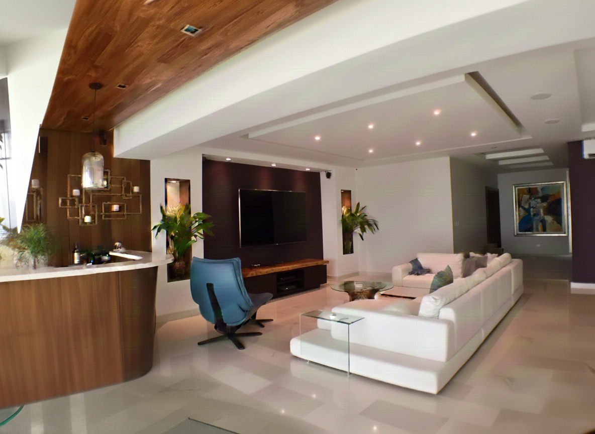 Diseño de interiores y remodelación integral con curaduría de materiales.