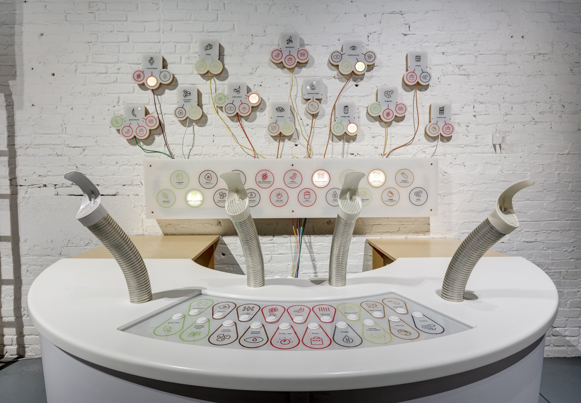 MOFAD Museum of Food and Drink Flavor exhibit Smell Synth, designed by Ryan Dunn and Wyeth Hansen of Labour