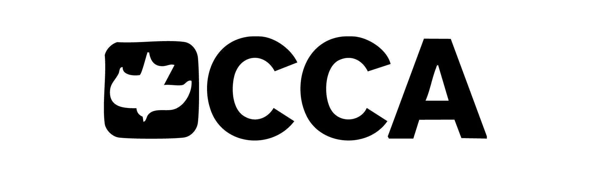 Logo with a stylized cat face and the letters 'CCCA' in black.