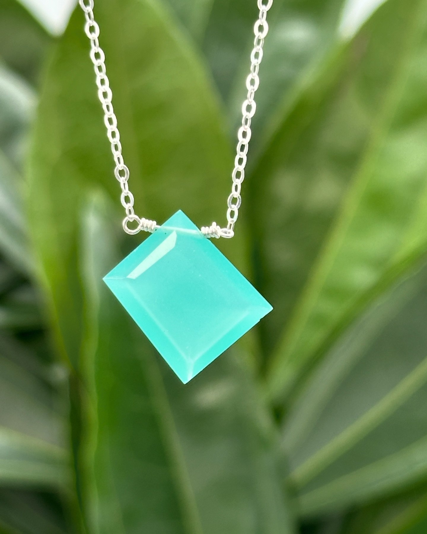 The Peony Necklace in an asymmetrical top drill giving this aqua chalcedony a wacky fun look! Bright, bold and sassy! 

Hangs 15&quot;-16&quot; and stacks with other necklaces perfectly!

I don't know if you know this but Abaloria Jewelry pieces are 