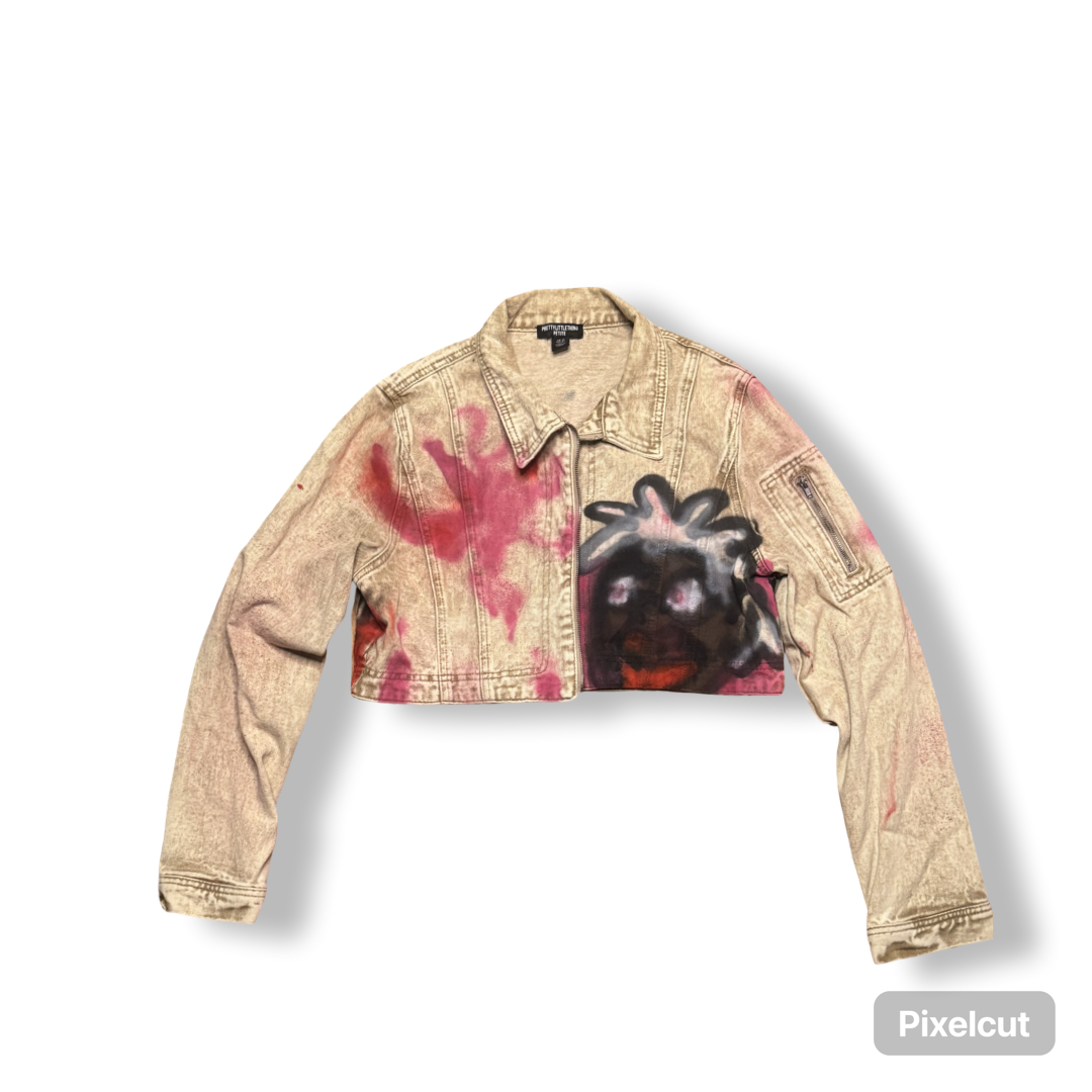 Till Death Do Us Part — Spray-Painted Cropped Denim Jacket (1 of 1)
