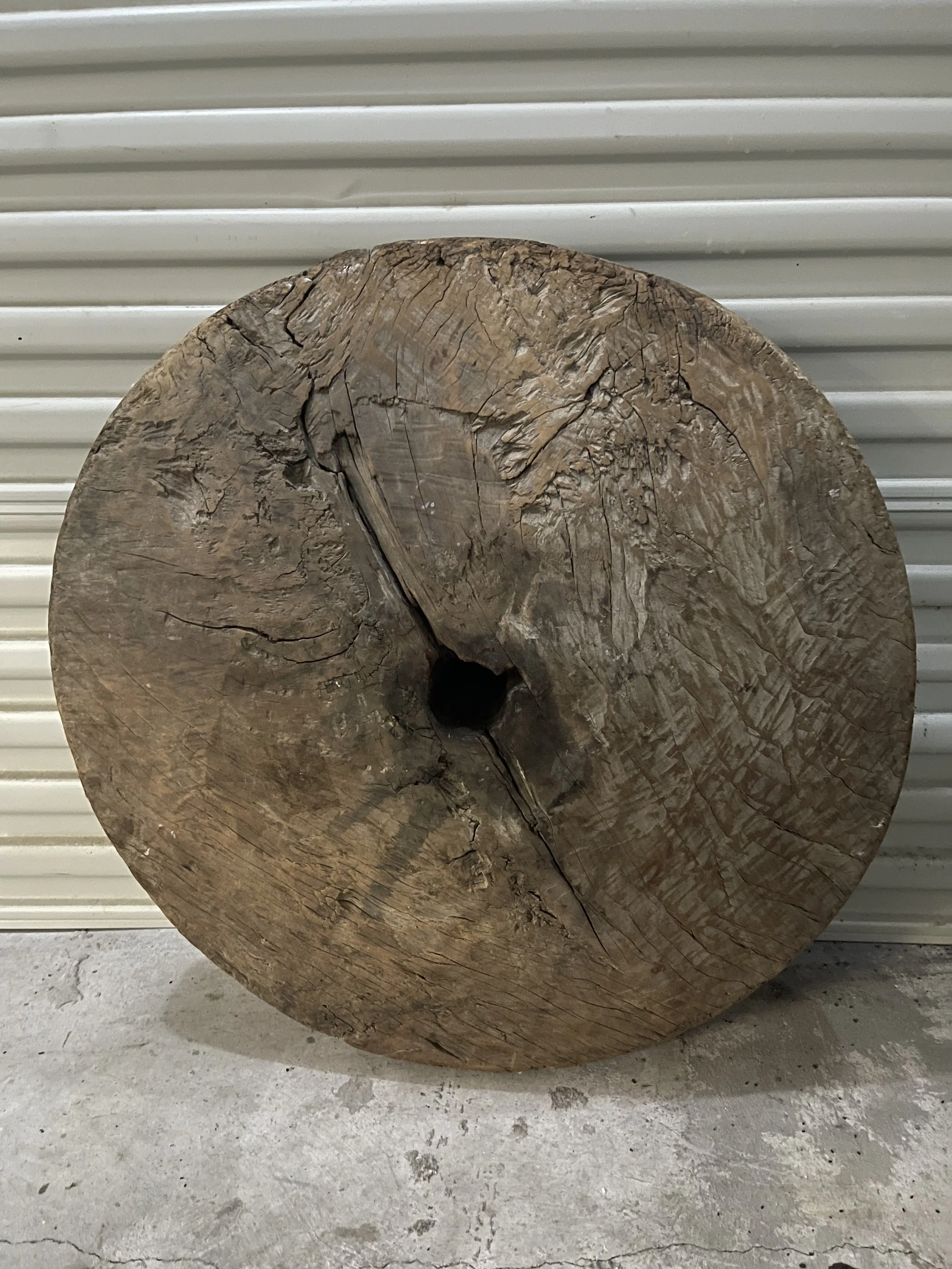 Ancient Wood Cart Wheel 30"D