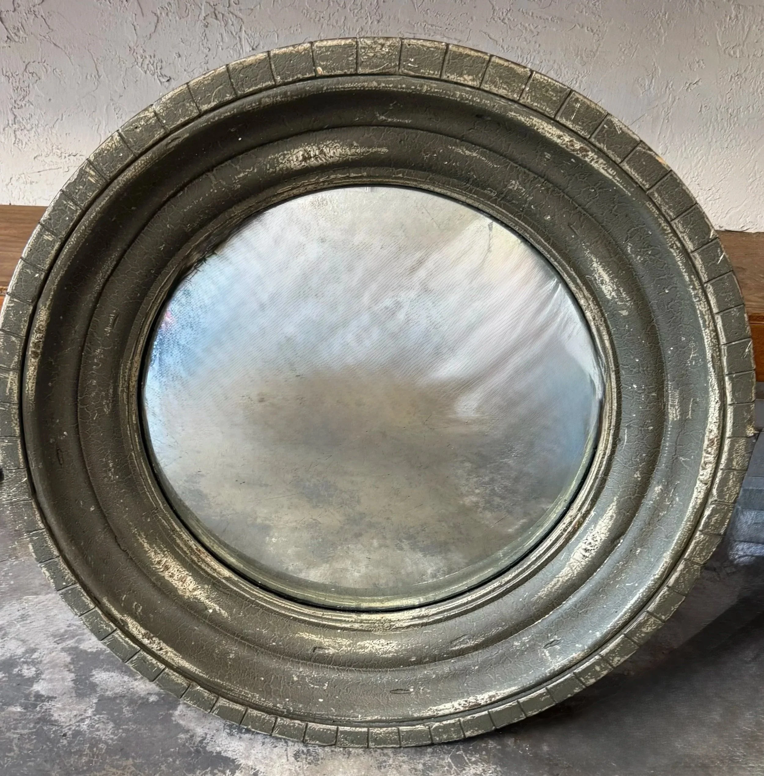 RH Aged Round Convex Mirror