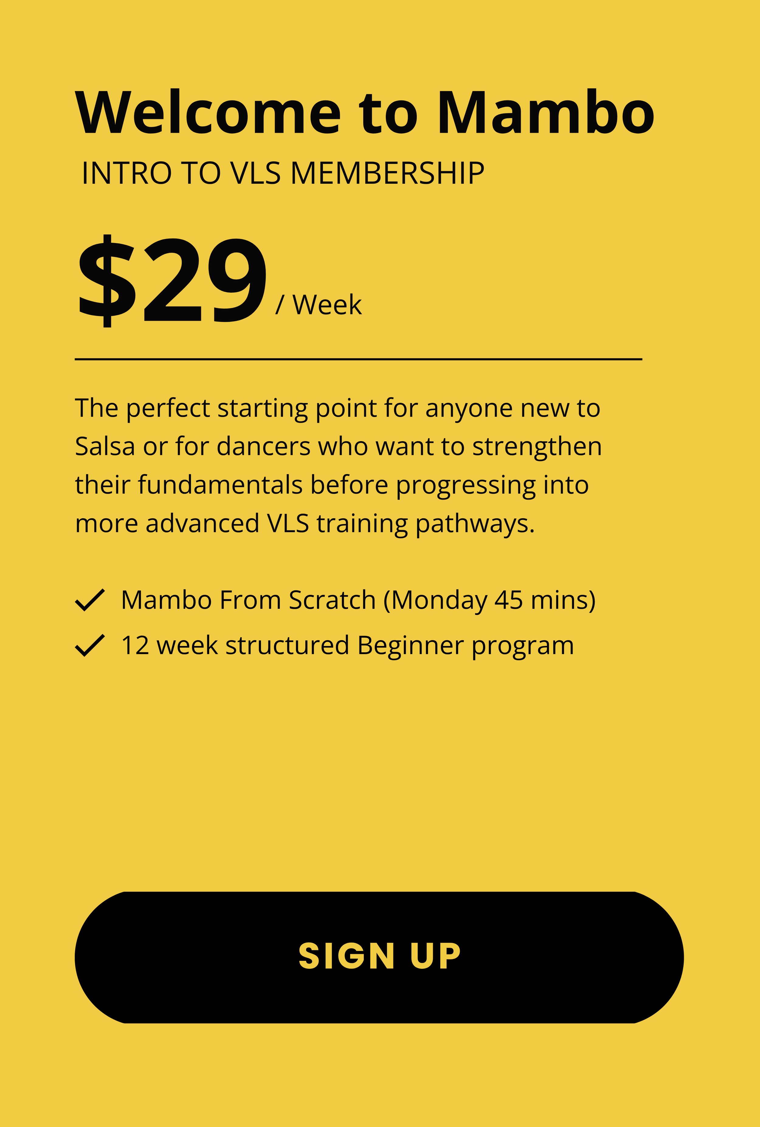 Welcome to Mambo - Intro to VLS Membership