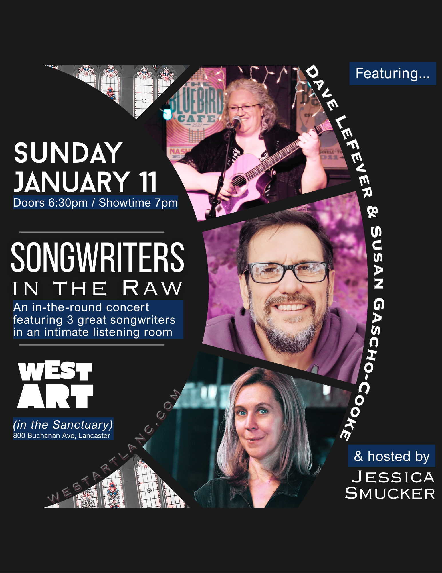 Songwriters in the Raw feat. Dave Lefever and Susan Gascho-Cooke, hosted by Jessica Smucker