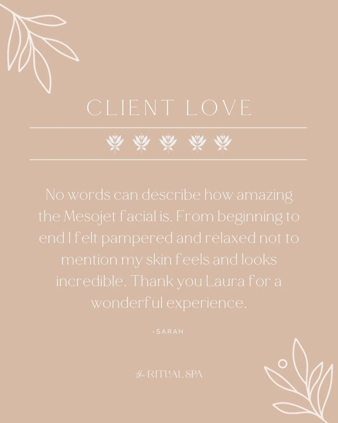 We love hearing how much you love your glow! 🌿
The MesoJet Facial combines advanced technology with a truly relaxing spa experience, leaving your skin luminous and hydrated from the very first treatment.

Book your MesoJet ritual today!

#TheRitualS