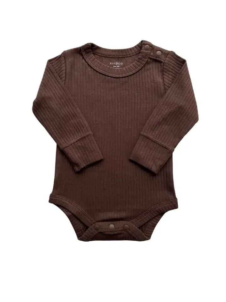 Basic Long Sleeve Bodysuit (Chocolate) $28