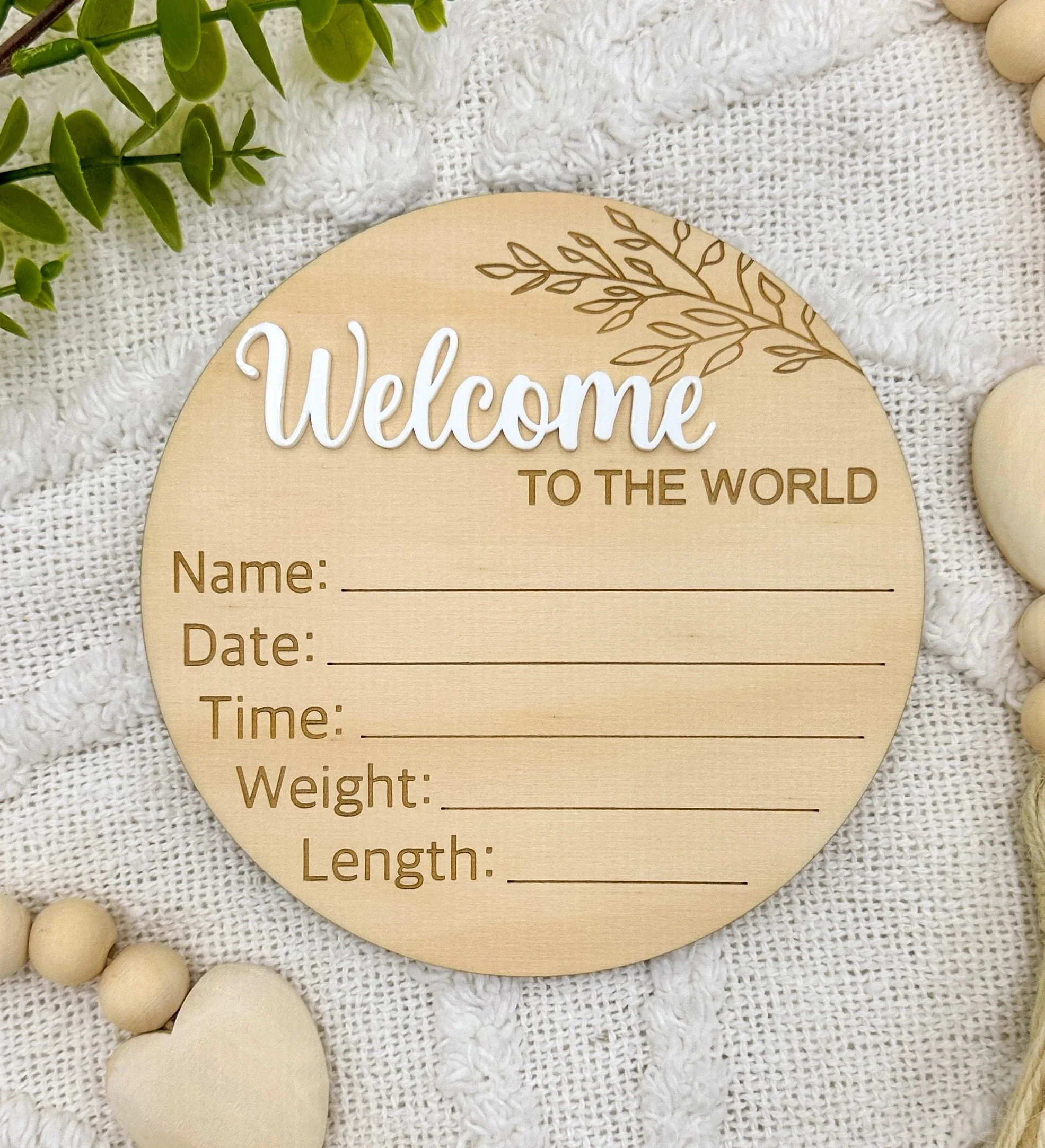 Birth Announcement Wooden Plaque (Welcome to the World) $22.95 each
