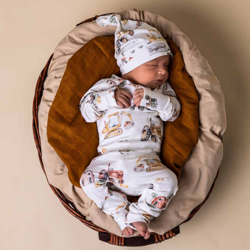 Diggers & Tractors Organic Knotted Beanie $14.95