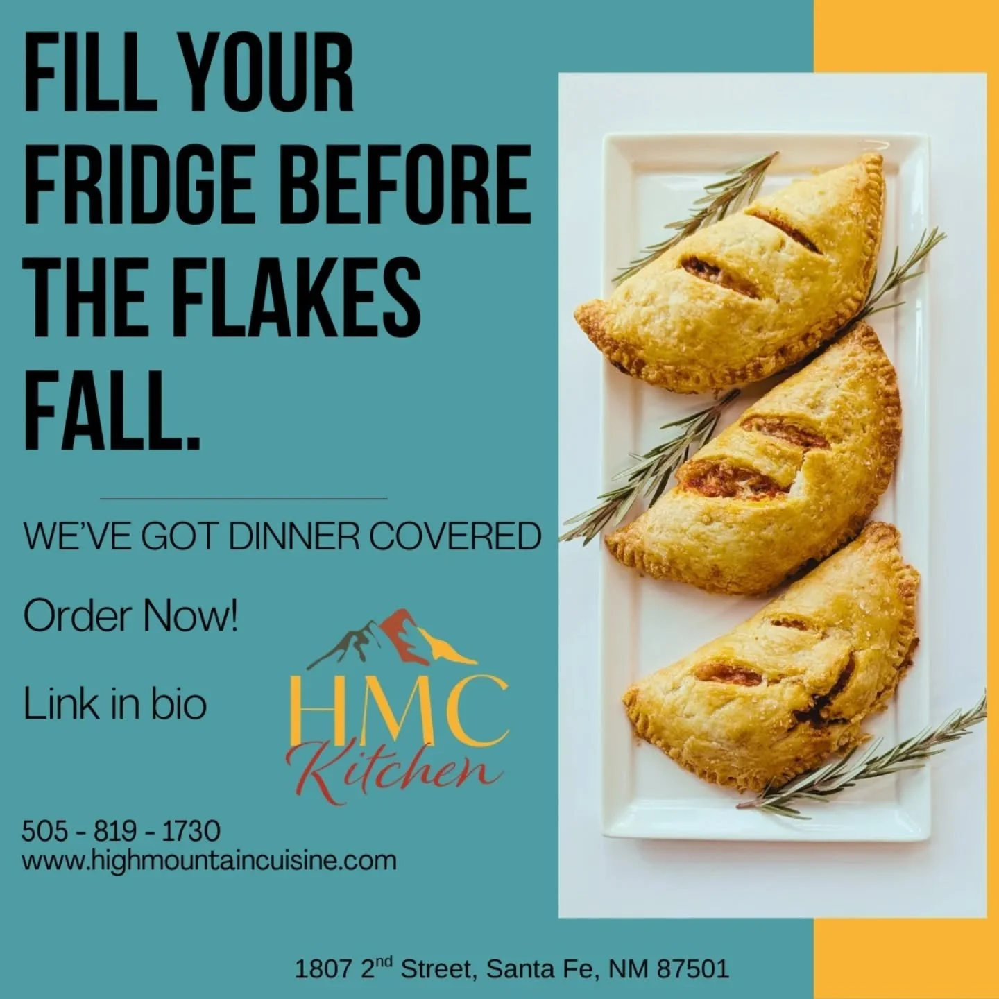 Snow is in the forecast! 🌨️ Don't get stuck with an empty pantry. We&rsquo;ve prepped a fresh selection of Gourment To-Go meals that are ready to heat, eat, and enjoy. 

Whether you&rsquo;re craving comfort classics or something new, HMC Kitchen has