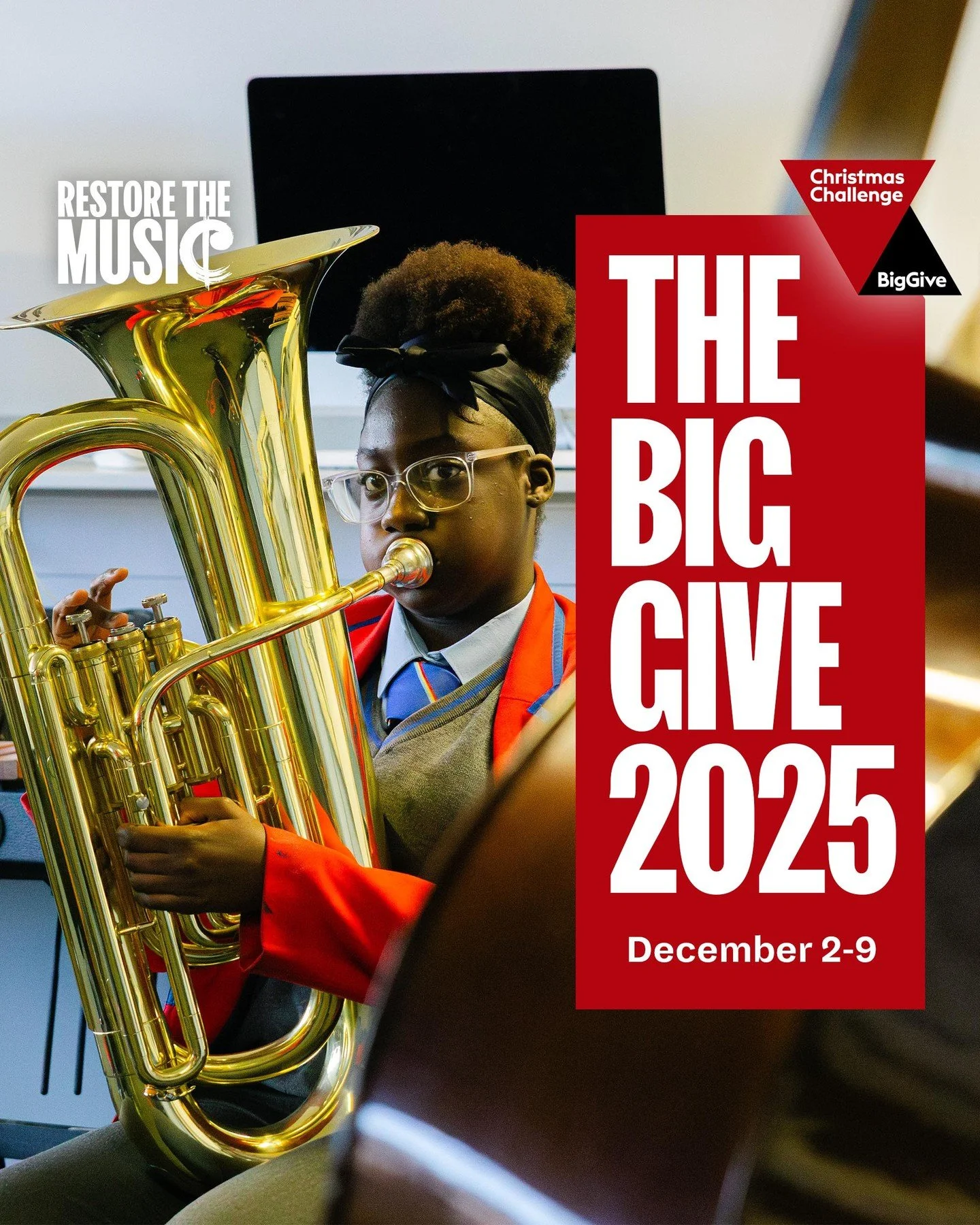 The Big Give&rsquo;s Christmas Challenge is BACK! 🎄 ⁠
⁠
From Dec 2&ndash;9, every donation to RTM will be DOUBLED 💥 That&rsquo;s twice the instruments, twice the opportunities, and twice the impact for young people in schools across London, Manches