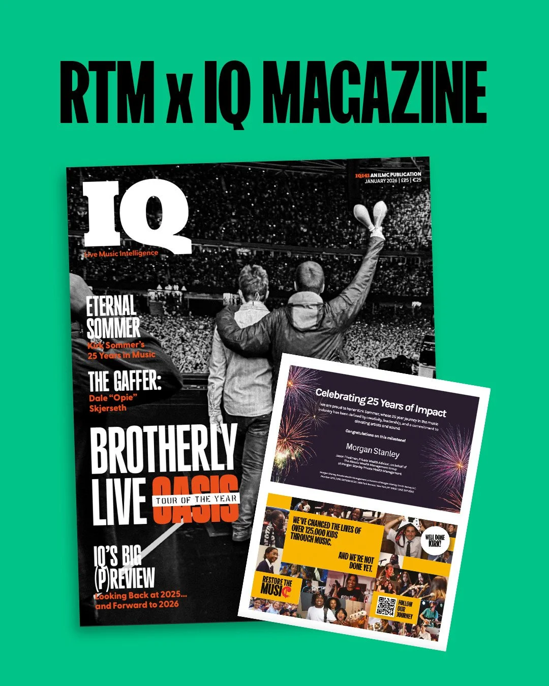 Look where we popped up 👀 Restore The Music in the latest issue of @iq.mag&mdash; one of the biggest publications in the global live music industry! Proud to see our mission featured alongside the industry&rsquo;s biggest names.