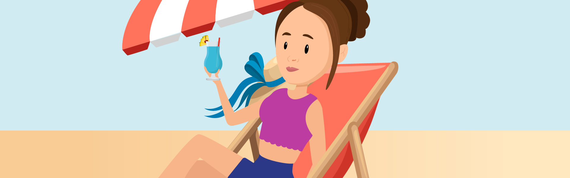 Character sat on the beach - illustration from explainer video
