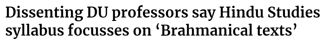 Dissenting DU Professors Say Hindu Studies Syllabus Focusses on ‘Brahmanical Texts’