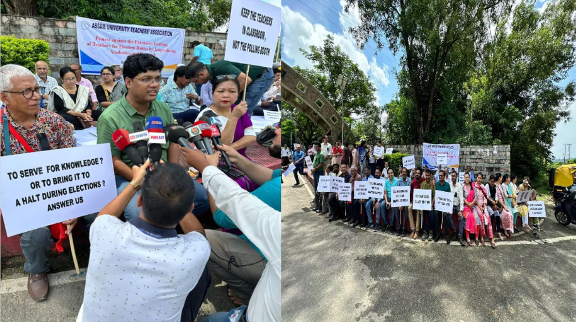 Assam University Teachers Stage Protest on Teachers’ Day, Decry Election Duty Impact on Academics