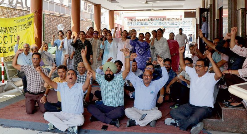 College Teachers Stage Protest over New Education Policy
