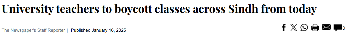 University Teachers to Boycott Classes across Sindh from Today