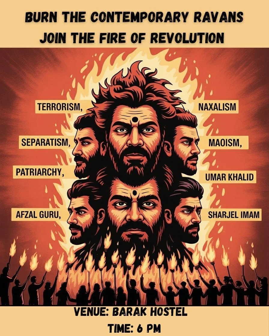 ‘Burn the Contemporary Ravans’ Vijayadashami Poster at JNU