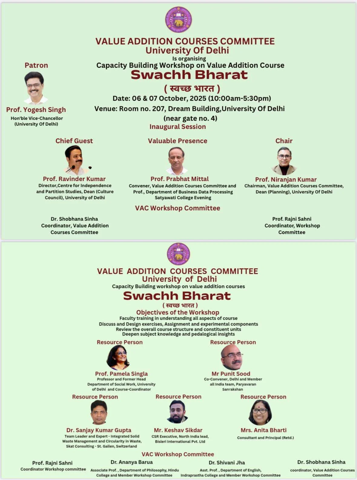 Capacity Building Workshop on Value Added Course - Swachh Bharat
