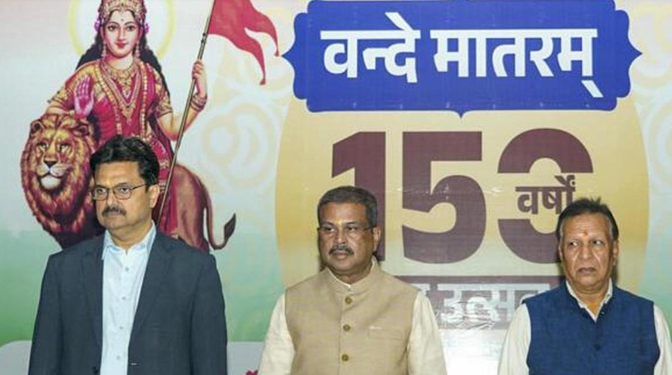 Union Education Minister Leads ‘Full’ Singing of ‘Vande Madaram’ at Delhi University