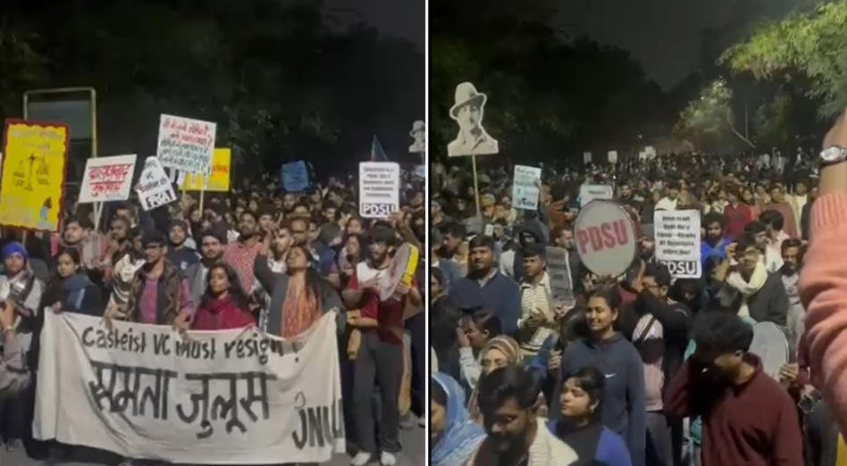 Hundreds of Students March in JNU as Protest against VC’s Allegedly Casteist Remarks Escalates Sharply