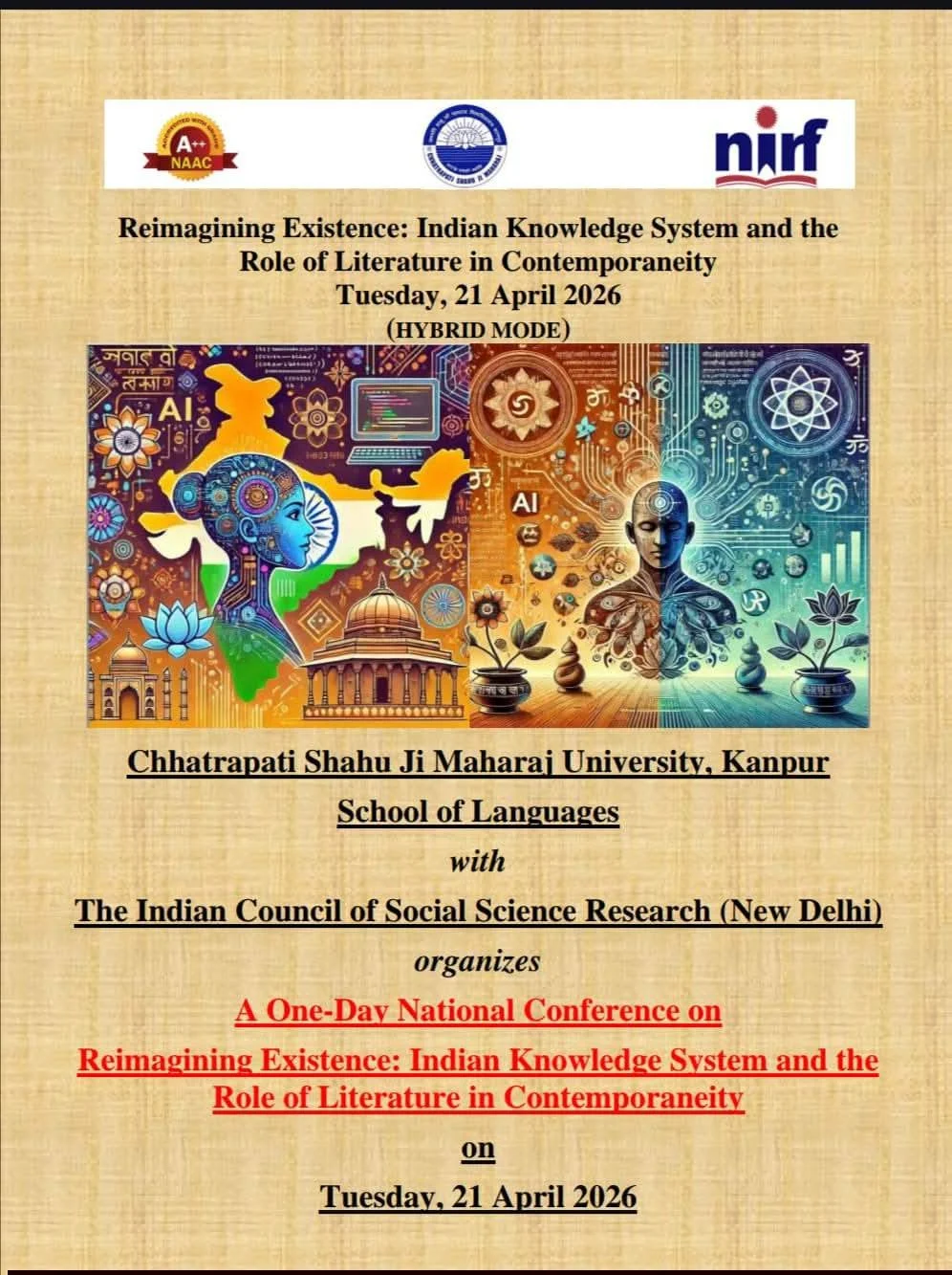 Conference on ‘Reimagining Existence: Indian Knowledge System and the Role of Literature in Contemporaneity’